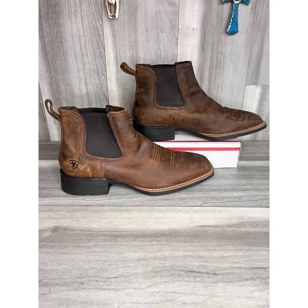 Ariat Booker Chelsea Boots Mens 11 Brown Square Toe Leather 10031452